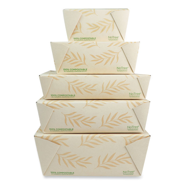 WORLD CENTRIC TONT1 No Tree Folded Takeout Containers, 26 oz, 4.2 x 5.2 x 2.5, Natural, Sugarcane, 450/Carton