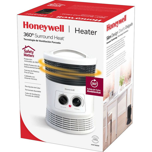 HONEYWELL ENVIRONMENTAL HHF360W Surround Fan Forced Heater, 1,500 W, 8.1 x 11.2 x 7.9, White