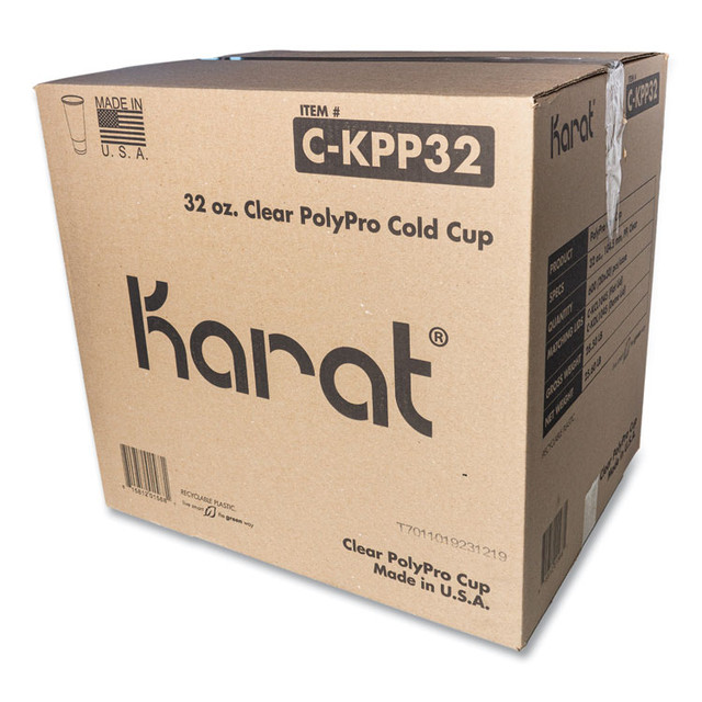 KARAT BY LOLLICUP CKPP32 PolyPro (PP) Cups, 32 oz, Translucent, 600/Carton