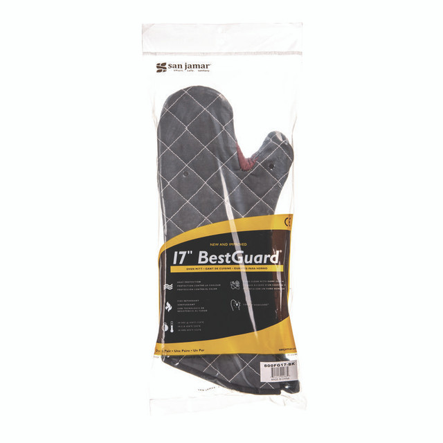 CFS BRANDS San Jamar® 800FG17BK Bestguard Oven Mitt, 17", WebGuard Plus Fabric, Black, Pair