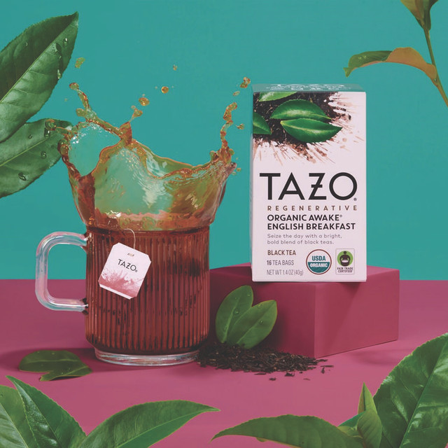 STARBUCKS COFFEE COMPANY Tazo® 00303 Tea Bags, Organic Awake English Breakfast, 16/Box, 6 Boxes/Carton