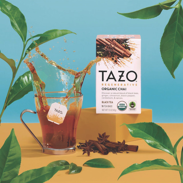 STARBUCKS COFFEE COMPANY Tazo® 00305 Tea Bags, Organic Chai, 16/Box, 6 Boxes/Carton