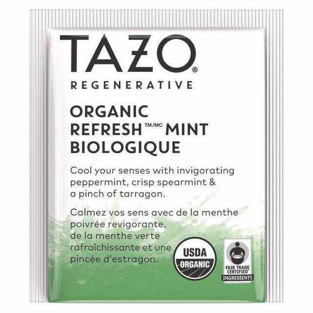 STARBUCKS COFFEE COMPANY Tazo® 00350 Tea Bags, Organic Refresh Mint, 16/Box, 6 Boxes/Carton