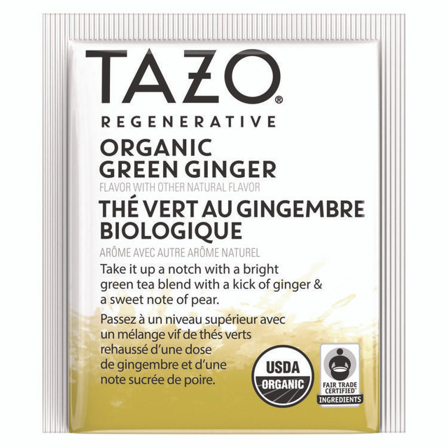 STARBUCKS COFFEE COMPANY Tazo® 00356 Tea Bags, Organic Green Ginger, 16/Box, 6 Boxes/Carton