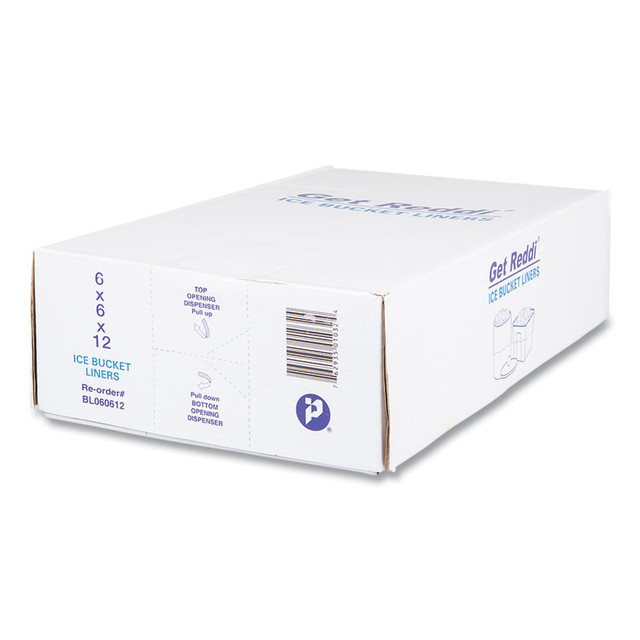 INTEGRATED BAGGING SYSTEMS Inteplast Group BL060612 Ice Bucket Liner Bags, 96 oz, 6" x 6" x 12", Clear, 1,000/Carton
