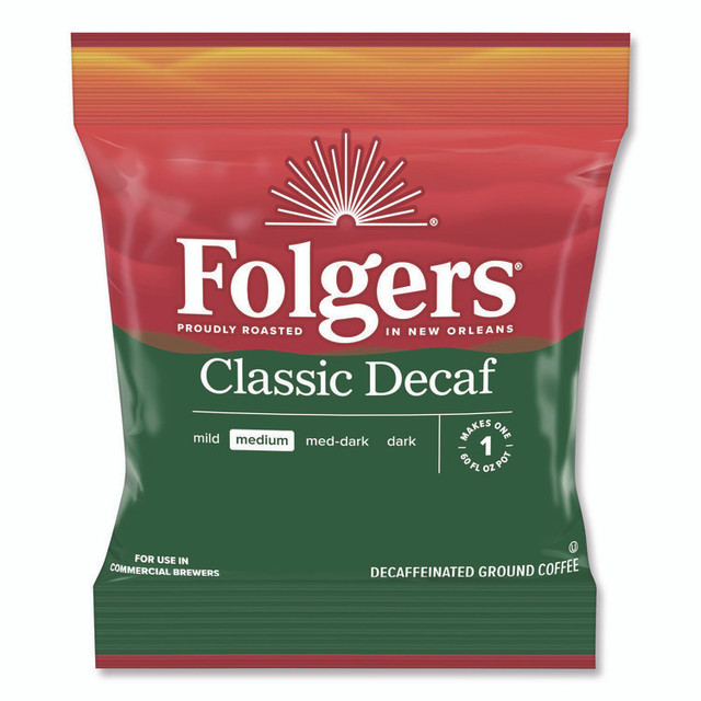 KEURIG DR PEPPER Folgers® 06433 Classic Decaf Ground Coffee Fraction Pack, Classic Roast Decaf, 1.5 oz, 42/Carton
