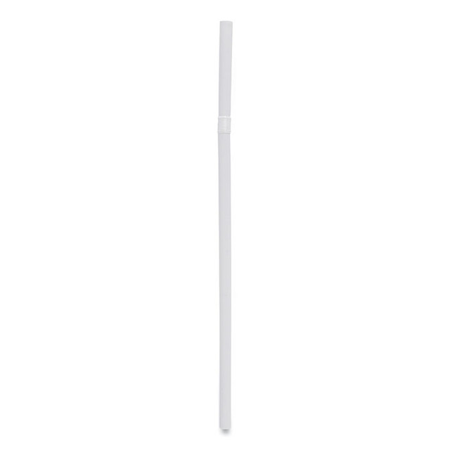 BOARDWALK FSTW775W25 Flexible Wrapped Straws, 7.75", Plastic, White, 500/Pack, 20 Packs/Carton