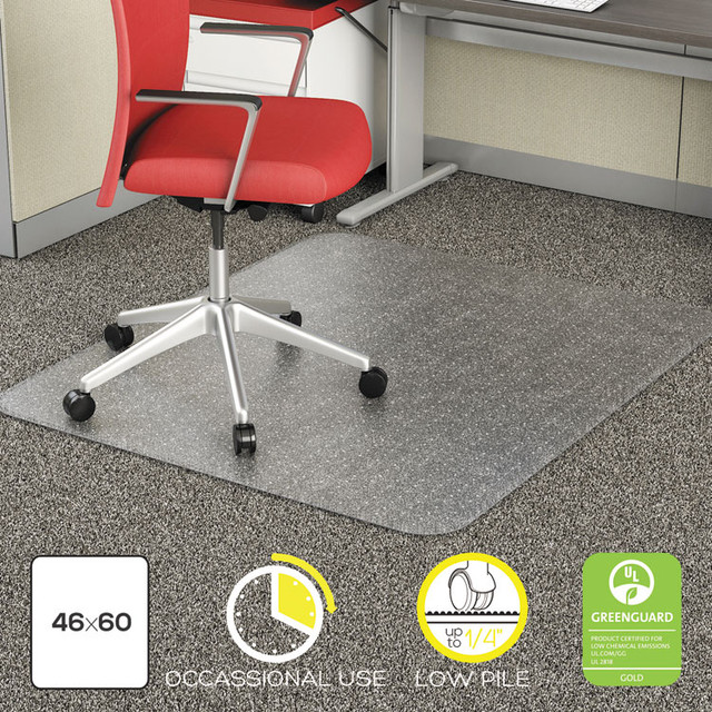 ALERA MAT4660CFPR Occasional Use Studded Chair Mat for Flat Pile Carpet, 46 x 60, Rectangular, Clear