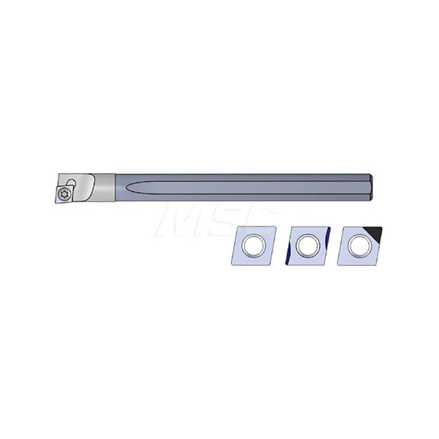 Scientific Cutting Tools ACBT375F5L Indexable Boring Bar: ACBT375F5L, 0.43" Min Bore Dia, Left Hand Cut, 3/8" Shank Dia, 5 ° Lead Angle, Solid Carbide (Shank), Steel (Head)