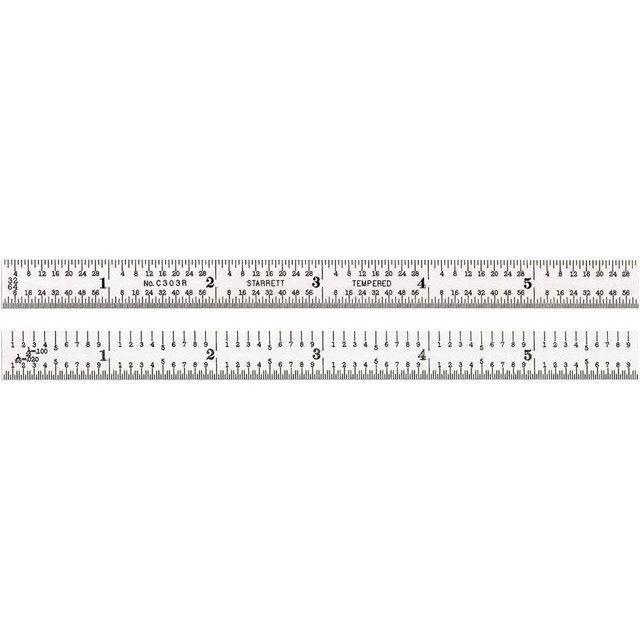 Starrett 51338 Steel Rule: 24" OAL, 3R Graduation, Flexible, 1" OAW