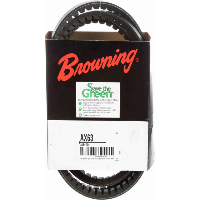 Browning 2454734 V-Belt: Section AX, 65.2" Outside Length, 1/2" Belt Width