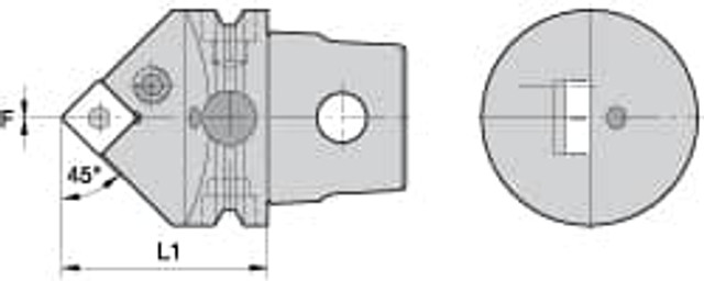 Kennametal 2408001 Modular Turning & Profiling Cutting Unit Head: Size KM63, 60 mm Head Length, External, Neutral