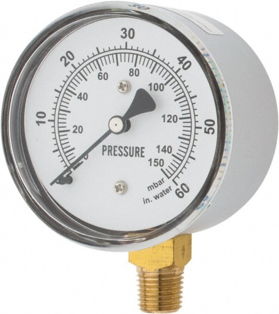 Gast AJ496 Pressure Gauge: Use with Gast Regenerative Air Blowers, 1/4" NPT