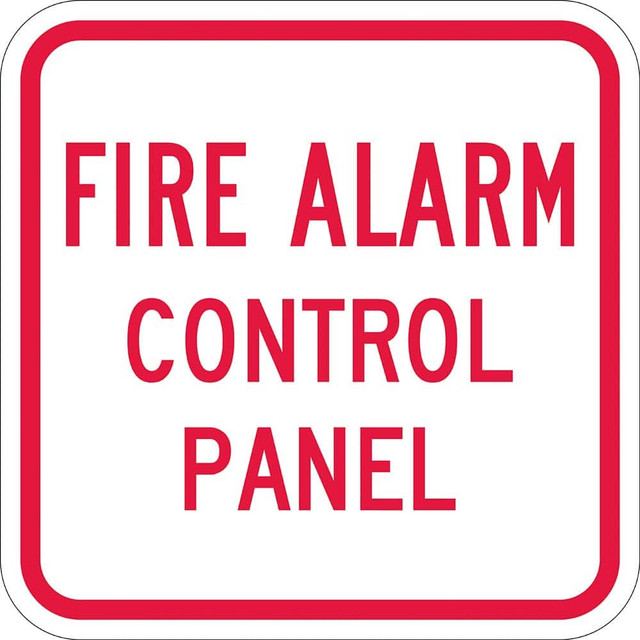 Lyle Signs T1-1816-EG12X12 Fire & Exit Signs; Type: Fire Alarm Panel Sign ; Legend: Fire Alarm Panel ; Message or Graphic: Message Only ; Material: Reflective Aluminum ; Language: English ; Viewing Points: Single-View