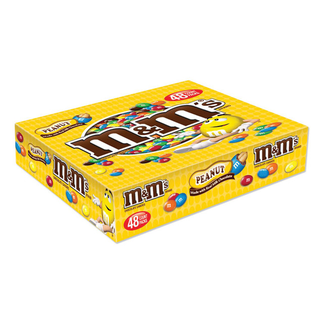 MARS, INC. & M's® 01232 Chocolate Candies, Peanut, Individually Wrapped, 1.74 oz, 48/Box