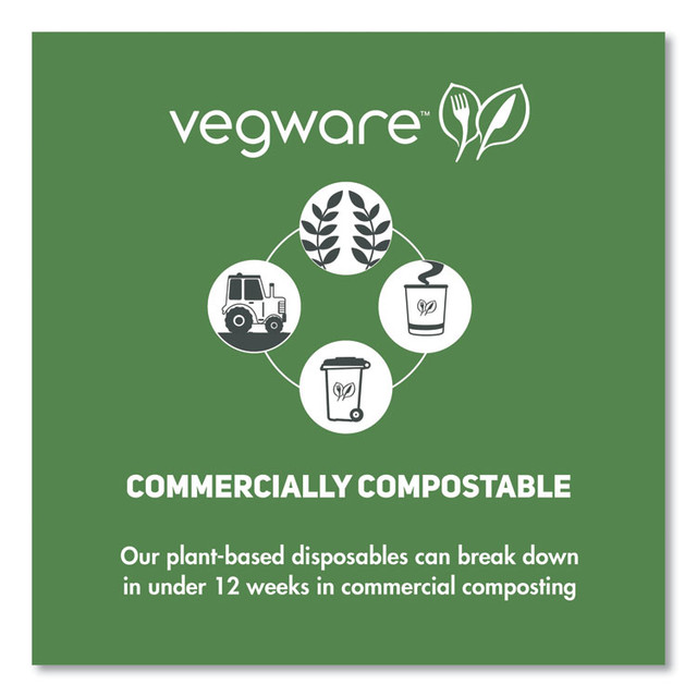 VEGWARE VLID89S 89 Series Hot Cup Lids, Fits Vegware 89-Series Hot Cups, Plastic, White, 1,000/Carton
