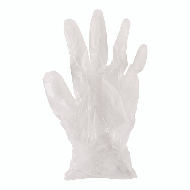 BOARDWALK 361SBX Exam Vinyl Gloves, Powder/Latex-Free, 3 3/5 mil, Clear, Small, 100/Box