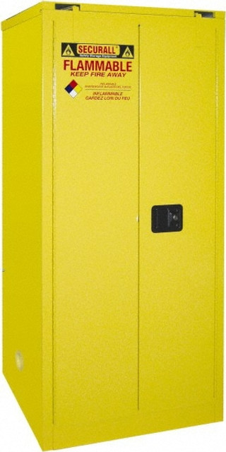 Securall Cabinets W3060 Flammable & Hazardous Storage Cabinets: 60 gal Drum, 2 Door, 2 Shelf, Self Closing, Yellow