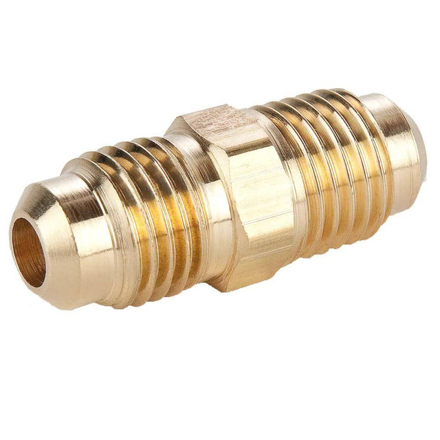 Parker 42F-8 Brass Flared Tube Union: 1/2" Tube OD, 3/4-16 Thread, 45 ° Flared Angle