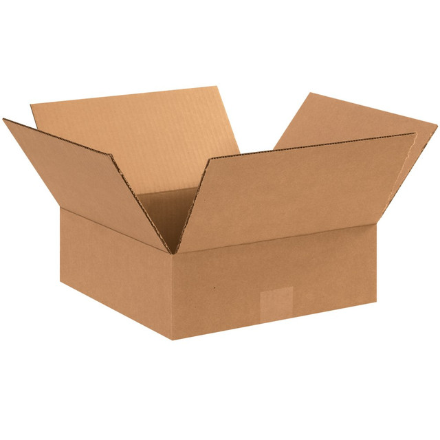 B O X MANAGEMENT, INC. Partners Brand 12124  Flat Corrugated Boxes, 12in x 12in x 4in, Kraft, Pack Of 25
