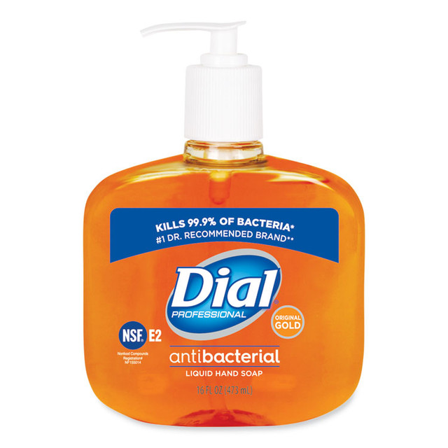 DIAL PROFESSIONAL 80790CT Gold Antibacterial Liquid Hand Soap, Floral Scent, 16 oz, 12/Carton