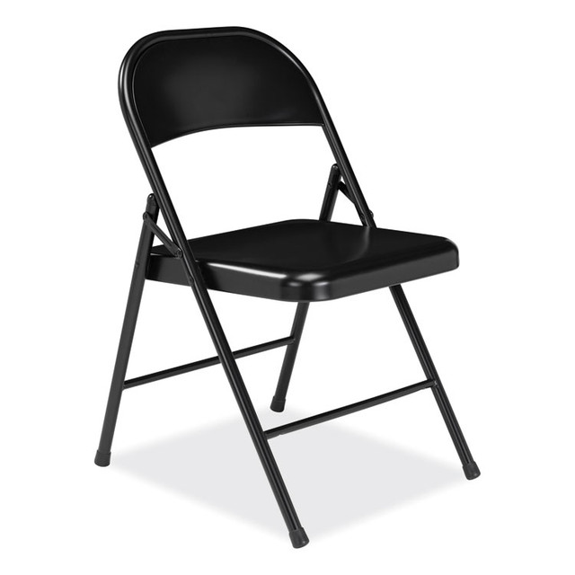 NATIONAL PUBLIC SEATING BASICS by NPS® 910 900 Series All-Steel Folding Chair, Supports Up to 250 lb, 17.75" Seat Height, Black Seat, Black Back, Black Base, 4/Carton