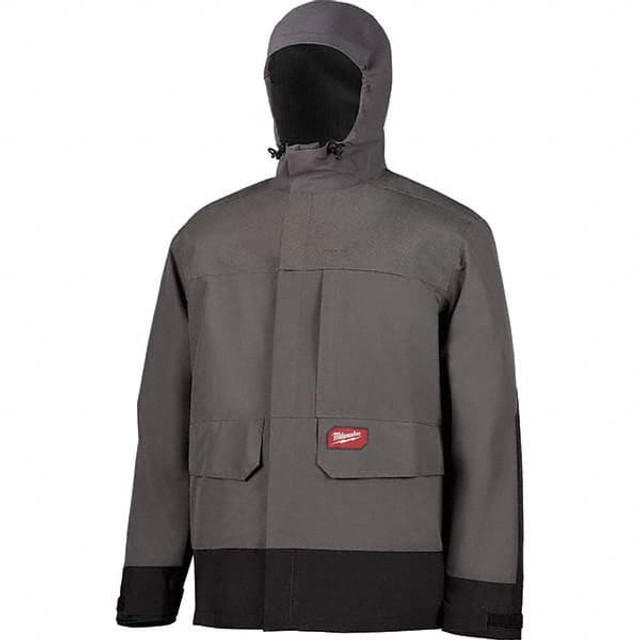 Milwaukee Tool 310G-L Rain Jacket: Size L, Gray, Polyester & Polyurethane