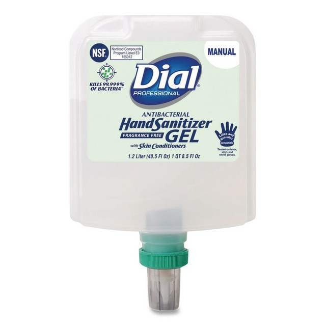 DIAL PROFESSIONAL 19711 Antibacterial Gel Hand Sanitizer Refill for Dial 1700 Dispenser, 1.2 L Refill, Fragrance-Free, 3/Carton