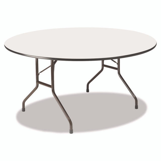 ICEBERG ENTERPRISES 55267 OfficeWorks Wood Folding Table, Round, 60" x 29", Gray Top, Charcoal Base