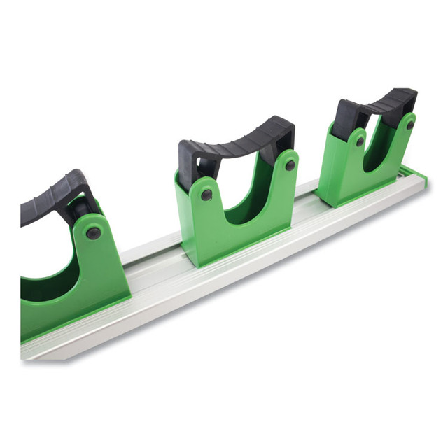 UNGER HO700EA Hang Up Cleaning Tool Holder, 28w x 3.15d x 2.17h, Silver/Green