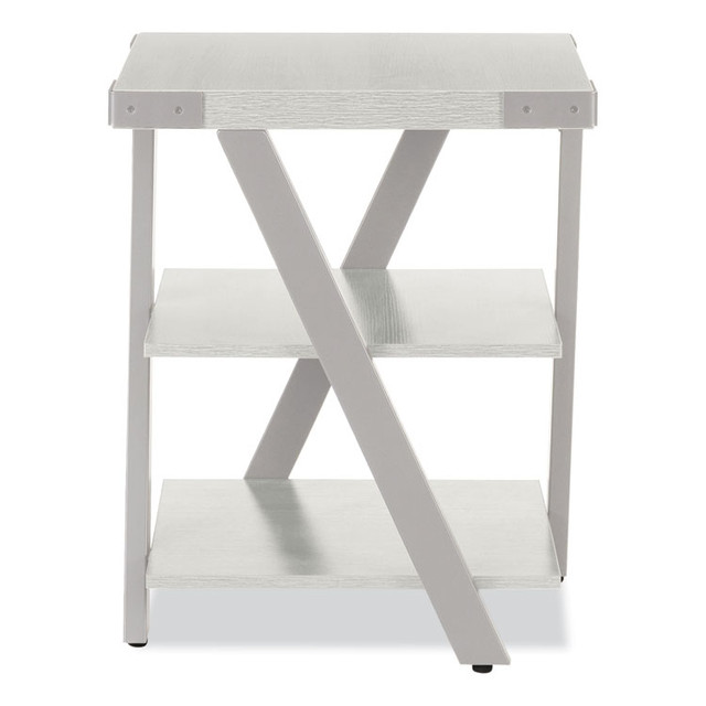 SAFCO PRODUCTS MRETWAH End Table, Square, 20 x 20 x 25, White Ash Top, Silver Base