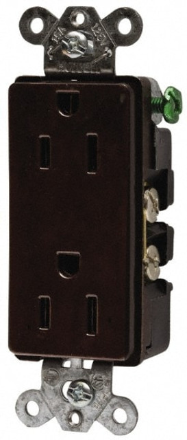 Hubbell Wiring Device-Kellems HBL2152 Straight Blade Duplex Receptacle: NEMA 5-15R, 15 Amps, Self-Grounding