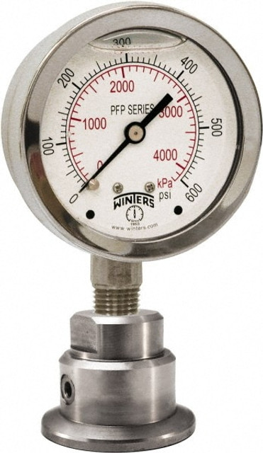 Winters PFP826/980/SF. Pressure Gauge: 2-1/2" Dial, 1/4" Thread, NPT, Bottom Mount