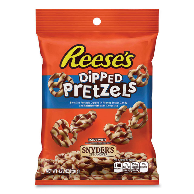 THE HERSHEY COMPANY Reese's® 24600288 Dipped Pretzels, 4.25 oz Bag, 4/Carton