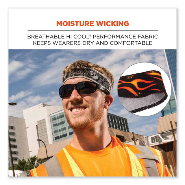 TENACIOUS HOLDINGS, INC. ergodyne® 12429 Chill-Its 6605 High-Performance Terry Cloth Sweatband, Cotton Terry Cloth, One Size Fits Most, Flames