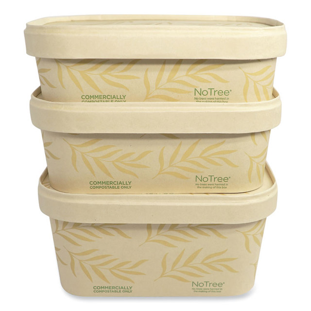 WORLD CENTRIC CTNT24 No Tree Rectangular Containers, 24 oz, 4.7 x 6.8 x 2.3, Natural, Sugarcane, 300/Carton