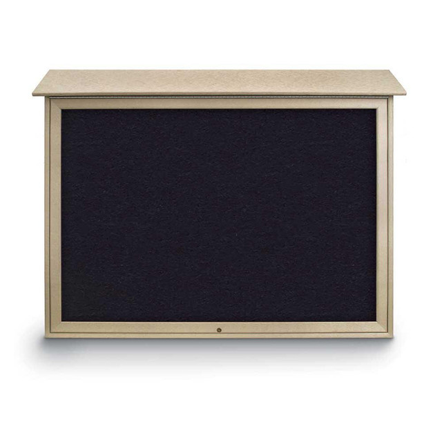 United Visual Products UVSDT5240-SAND- Enclosed Recycled Rubber Bulletin Board: 52" Wide, 40" High, Rubber, Black