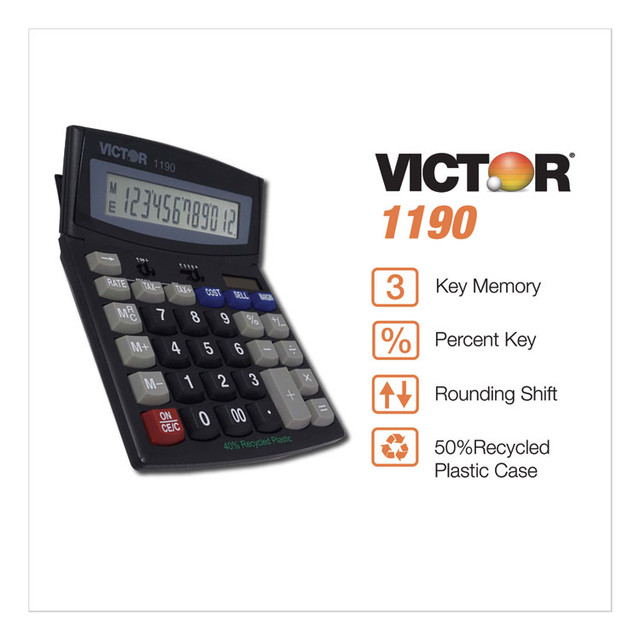 VICTOR TECHNOLOGY LLC 1190 1190 Executive Desktop Calculator, 12-Digit LCD