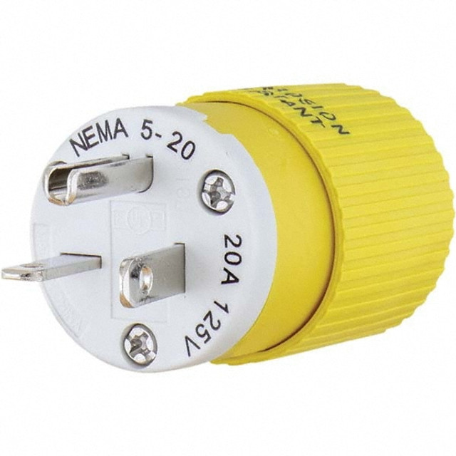 Bryant Electric BRY5366NPCR Straight Blade Plug: Industrial, 5-20P, 125VAC, Yellow