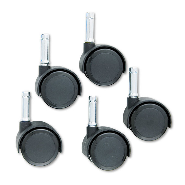 MASTER CASTER COMPANY 64526 Duet Dual Wheels, Grip Ring Type C Stem, 2" Soft Polyurethane Wheel, Matte Black, 5/Set