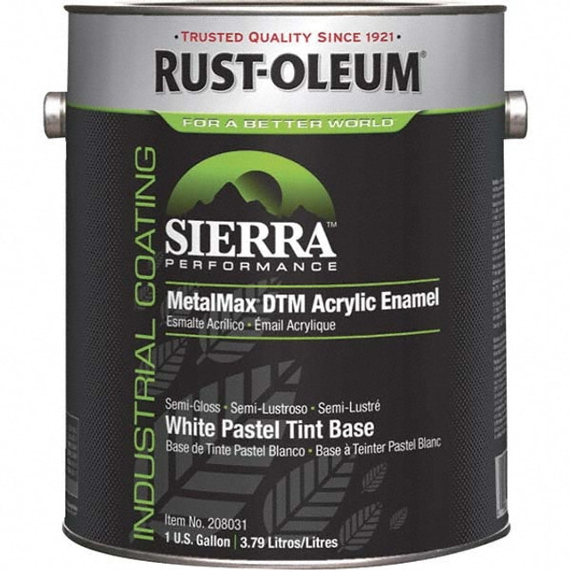 Rust-Oleum 208031 Industrial Enamel Paint: 10 gal, Semi-Gloss, White Base