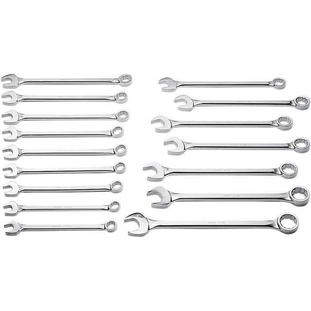Wright Tool & Forge 730 Combination Wrench Set: 16 Pc, Inch