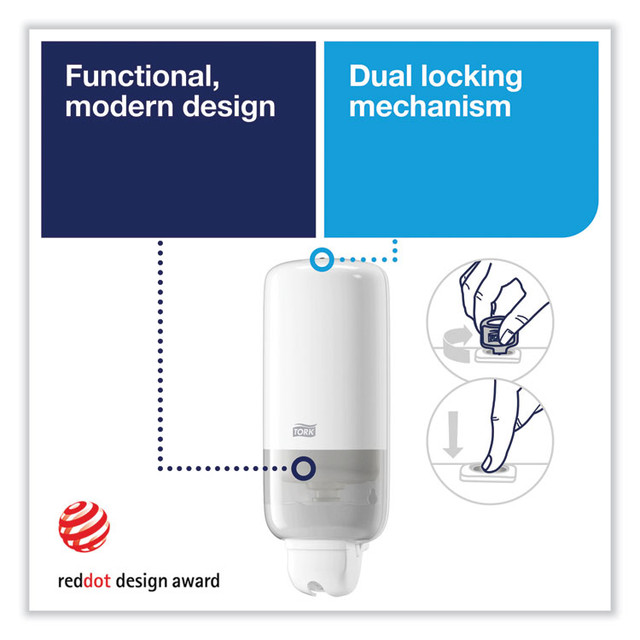 SCA TISSUE Tork® 570020A Elevation Liquid Skincare Dispenser, 1 L Bottle; 33 oz Bottle, 4.4 x 4.5 x 11.5, White
