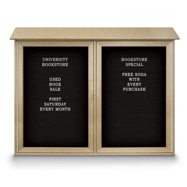 United Visual Products UVDD4536LB-SAND Enclosed Letter Board: 45" Wide, 36" High, Laminate, Black