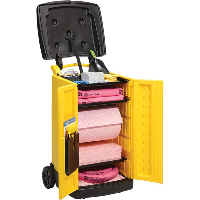 New Pig KIT822 Spill Kits; Kit Type: Chemical & Hazardous Material Spill Kit; Container Type: Cart; Absorption Capacity: 47.7 gal; Color: Hi-Vis Yellow; Portable: Yes; Capacity per Kit (Gal.): 47.7 gal