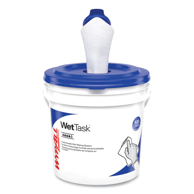 KIMBERLY-CLARK PROFESSIONAL WypAll® 06411 Critical Clean Wipers for Bleach, Disinfectants, Sanitizers WetTask Customizable Wet Wiping System, w/Bucket,140/Roll, 6/CT