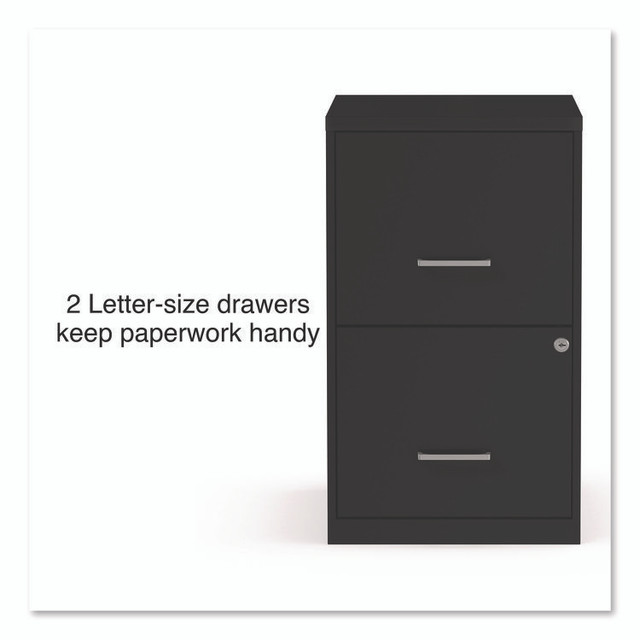 ALERA SVF1824BL Soho Vertical File Cabinet, 2 Drawers: File/File, Letter, Black, 14" x 18" x 24.1"