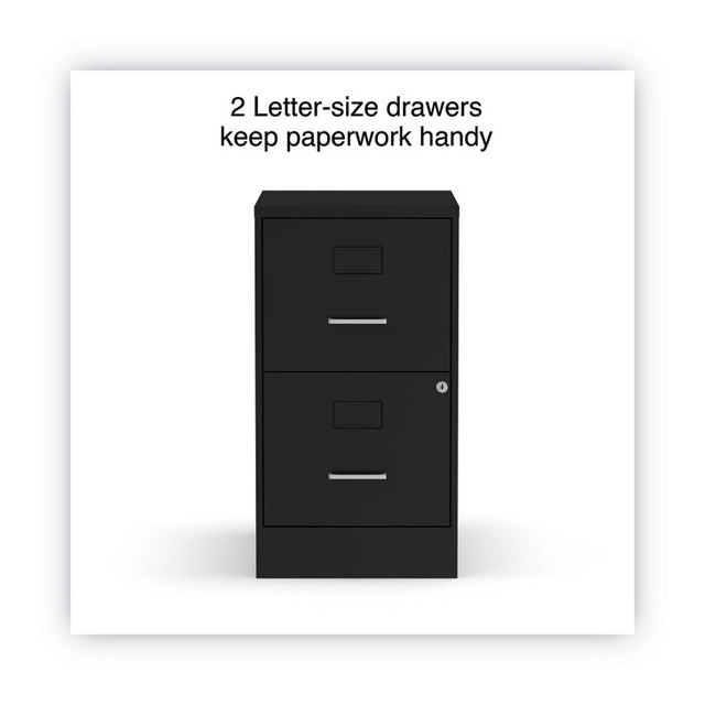 ALERA SVF1824BL Soho Vertical File Cabinet, 2 Drawers: File/File, Letter, Black, 14" x 18" x 24.1"