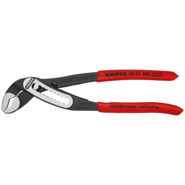 Knipex 88 01 180 Tongue & Groove Plier: 1-1/8" Cutting Capacity, Self-Gripping Jaw