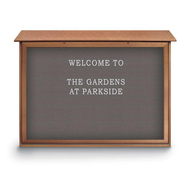 United Visual Products UVDSB5240LB-CED Enclosed Letter Board: 52" Wide, 40" High, Fabric, Gray
